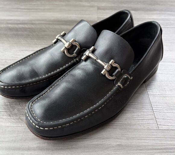 Salvatore Ferragamo Men Black Leather Horse Bit Loafers Dress Shoes Size 9.5 main image 11